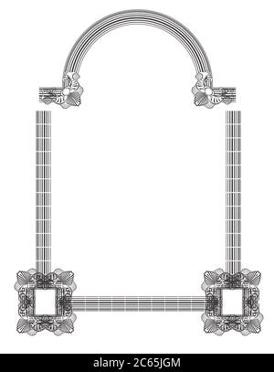 Rahmenelemente aus 2D-Software isoliert auf Weiß Stockfoto