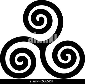 Triskelion oder Triskele Symbol. Dreifache Spirale - keltisches Zeichen. Einfache flache schwarze Vektorgrafik. Stock Vektor