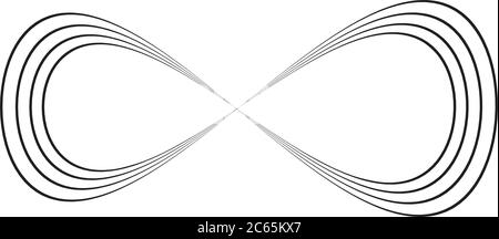 Infinity-Symbol mehrerer dünner schwarzer Linien. Konzept von unendlich, grenzenlos und endlos. Einfaches flaches Vektor-Designelement. Stock Vektor