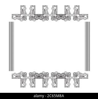 Rahmenelemente aus 2D-Software isoliert auf Weiß Stockfoto