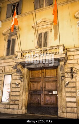 Eintritt in die Villa Magistrale dei Cavalieri di Malta in Rom, Italien Stockfoto