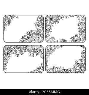 Set mit vier Blumendekorativen Vektorrahmen Stock Vektor