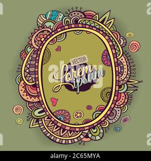 Doodles abstrakt handgezeichneten ornamentalen Rahmen Stock Vektor