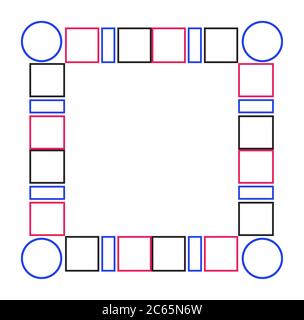 Rahmenelemente aus 2D-Software isoliert auf Weiß Stockfoto
