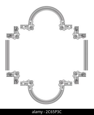 Rahmenelemente aus 2D-Software isoliert auf Weiß Stockfoto