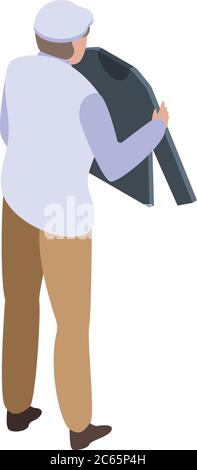 Mann nehmen Kleidung Ikone, isometrischen Stil Stock Vektor