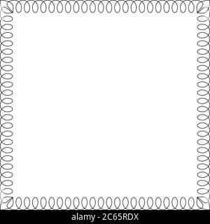 Zierrahmen - schwarzes Telefon Spiralkabel. Einfache flache Illustration. Stock Vektor