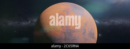 Planet Mars, die rote Welt im Sonnensystem Stockfoto