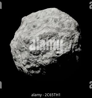 Asteroid isoliert auf schwarzem Hintergrund Stockfoto