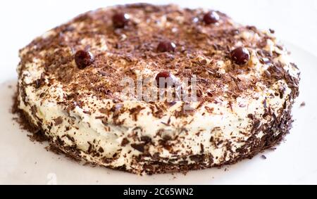 Französische Schokolade und Sahne Kuchen (Schwarzwälder Kuchen) Stockfoto