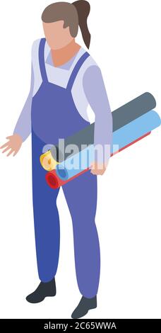 Textile Produktion Arbeiter Ikone, isometrischen Stil Stock Vektor