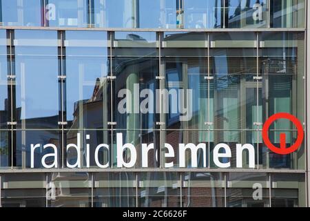 Radio Bremen Logo, Sendezentrum des Senders Radio Bremen, öffentlich-rechtlicher Sender, Bremen, Deutschland, Europa Stockfoto