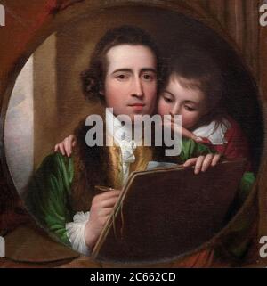 Der Künstler und sein Sohn Raphael, Selbstporträt Gemälde von Benjamin West, 1773 Stockfoto