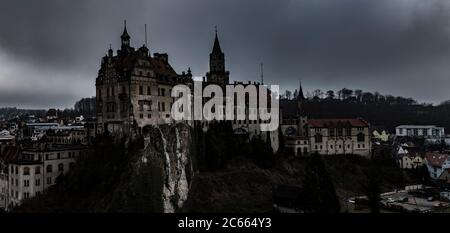 Panoramafoto von Schloss Sigmaringen in Baden-Württemberg in Deutschland Stockfoto