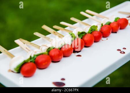 Caprese Salat Hors d'oeuvres Stockfoto