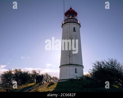 Leuchtturm Dornbusch auf Hiddensee im Hintergrund Stockfoto