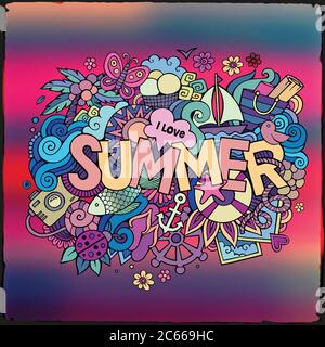 Sommer-Handschriftzug und Kritzelemente. Stock Vektor