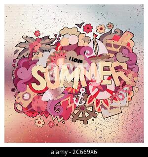 Sommer-Handschriftzug und Kritzelemente Stock Vektor