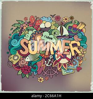 Sommer-Handschriftzug und Kritzelemente Stock Vektor
