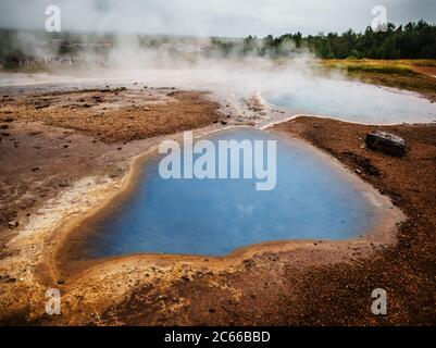 Blesi Thermalquelle, Haukadalur Geothermie Gebiet, Golden Circle, Süd-Island, Island, Skandinavien, Europa Stockfoto