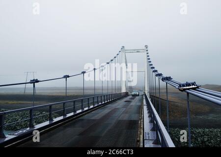 Brücke über Gletscherlagune in jokulsarlon, jökulsarlon Island, Skandinavien, Europa Stockfoto