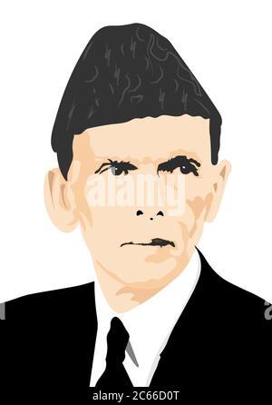 Muhammad Ali Jinnah Porträt. Quaid-e-Azam Muhammad Ali jinnah 25. Dezember (Gründer von Pakistan) Geburtstagsfeier. Stock Vektor