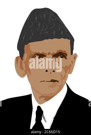 Muhammad Ali Jinnah Porträt. Quaid-e-Azam Muhammad Ali jinnah 25. Dezember (Gründer von Pakistan) Geburtstagsfeier. Stock Vektor