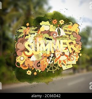 Sommer-Handschriftzug und Kritzelemente Stock Vektor