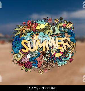Sommer-Handschriftzug und Kritzelemente Stock Vektor