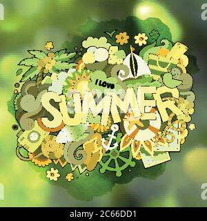 Sommer-Handschriftzug und Kritzelemente Stock Vektor