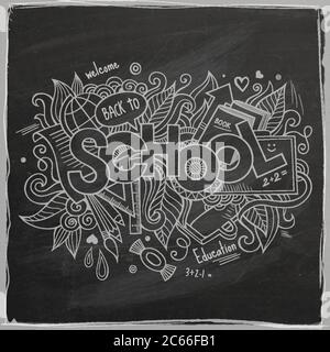 School Vector Hand Schriftzug auf Kreidetafel Stock Vektor