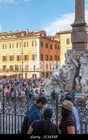 Piazza Navona, Fontana del Moro, UNESCO Weltkulturerbe, Rom Stockfoto