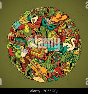 Cartoon Vektor Hand gezeichnet Doodle lateinamerikanische Illustration Stock Vektor