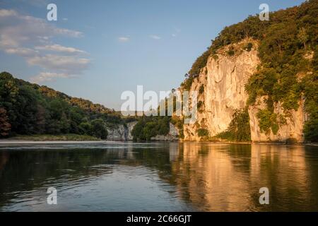 Weltenburg Narrows bei Weltenburg am Abend Stockfoto