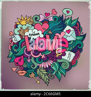 Liebe Hand-Schriftzug und Kritzelemente Stock Vektor