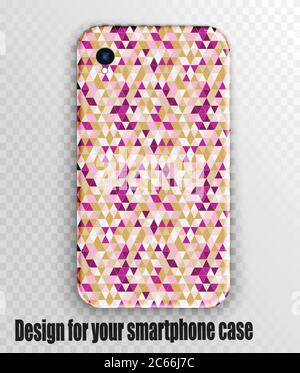 Modell der Telefontasche. Memphis Muster Hintergrund. Verläufe geometrischer Formgebung. Vektorgrafik Stock Vektor