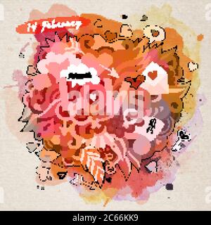 Liebe Hand-Schriftzug und Kritzelemente Stock Vektor