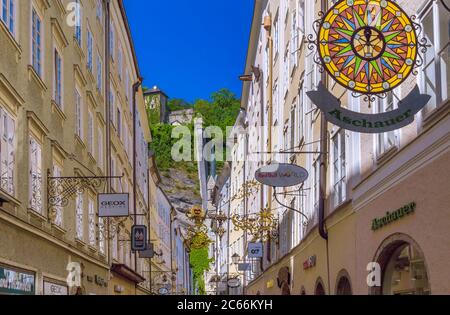Getreidegasse, Altstadt, Salzburg, Bundesland Salzburg, Österreich, Europa Stockfoto