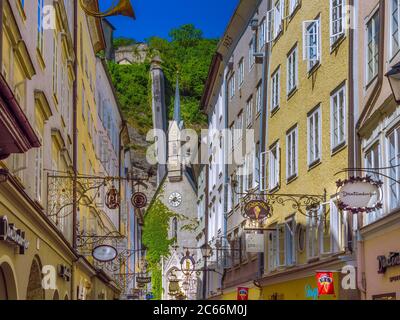 Getreidegasse, Altstadt, Salzburg, Bundesland Salzburg, Österreich, Europa Stockfoto