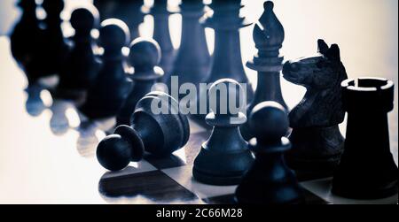 Old Staunton Chessboard - Nahaufnahme Stockfoto