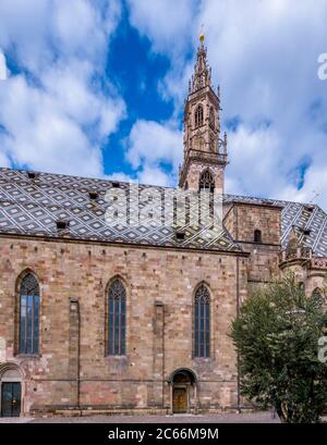 Der Himmelfahrtsdom, auch die Domkirche, der Bozner Dom oder die Propsteikirche Maria Himmelfahrt, Bozen, Südtirol, Italien, Europa Stockfoto