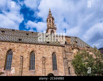 Der Himmelfahrtsdom, auch die Domkirche, der Bozner Dom oder die Propsteikirche Maria Himmelfahrt, Bozen, Südtirol, Italien, Europa Stockfoto