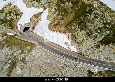 Luftbild Passstraße Sustenpass, Kanton Uri, Schweiz Stockfoto