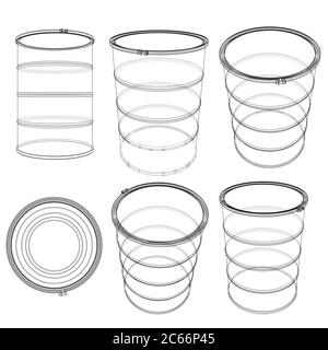 Satz Ölfässer. 3D-Illustration Stockfoto