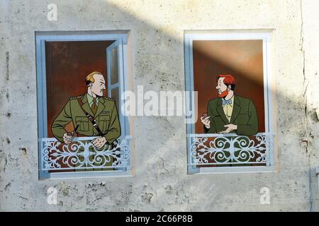 Frankreich, Charente, Angouleme, bemalte Wände gehen, wandbild Blake und Mortimer von André Juillard, Yves Sente Stockfoto