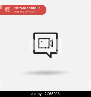 Videochat einfaches Vektorsymbol. Illustration Symbol Design Vorlage für Web mobile UI Element. Perfekte Farbe modernes Piktogramm auf bearbeitbaren Strich. Videochat-Symbole für Ihr Geschäftsprojekt Stock Vektor