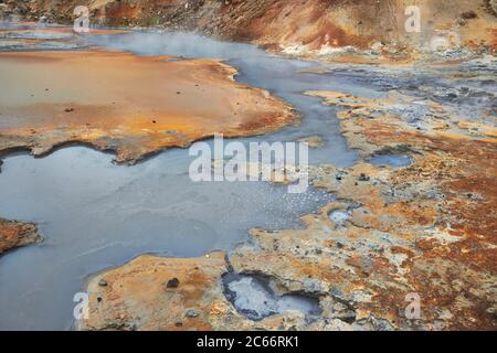 Island, Seltún das Geothermalgebiet bei Kr suvík auf der Halbinsel Reykjanes Stockfoto