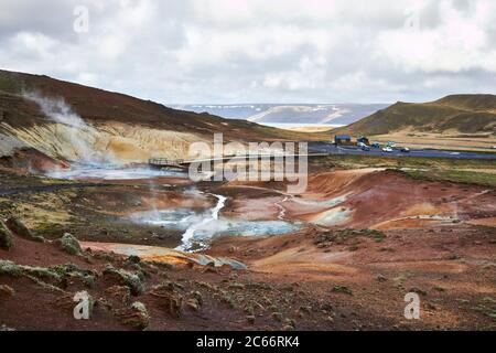 Island, Seltún das Geothermalgebiet bei Kr suvík auf der Halbinsel Reykjanes Stockfoto