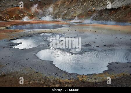 Island, Seltún das Geothermalgebiet bei Kr suvík auf der Halbinsel Reykjanes Stockfoto