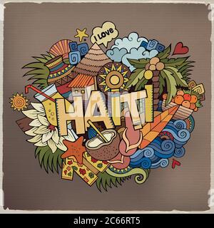 Haiti Hand Schriftzug und Kritzelemente Stock Vektor